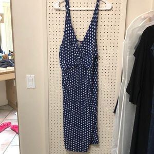 Blue and cream patterned dress